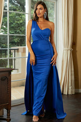 Königsblaues Abendkleid mit One-Shoulder-Träger